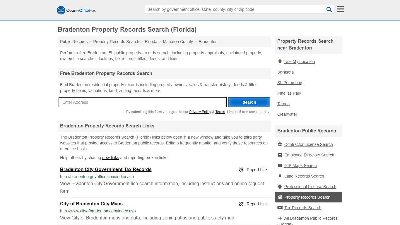 Bradenton Property Records Search (Florida) - County Office